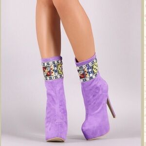Bluria platform ankle boots with embroidery.  Size 10